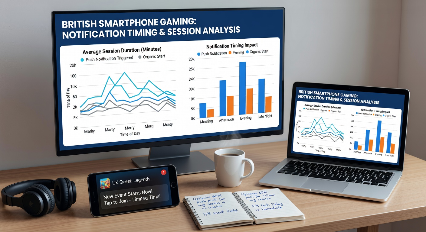 Data dashboard showing notification timing impact on gambling session duration metrics