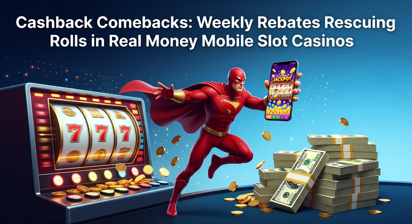 Graph illustrating weekly cashback rebate growth in mobile casinos from 2025-2026, with bars rising sharply in March, overlaid on slot reels animation