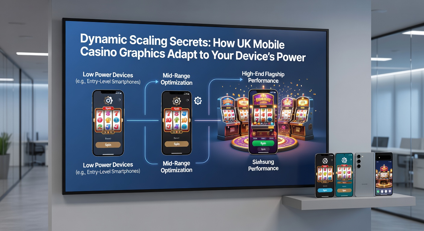 Comparative view of the same mobile casino game on a low-power budget phone versus a high-end flagship, showing scaled-down versus full-detail graphics