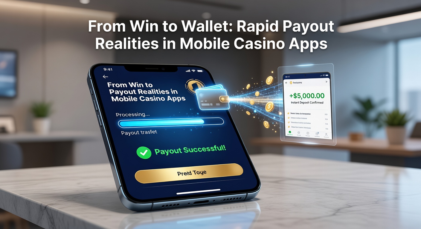 Illustration of money flowing rapidly from a slot machine win to a mobile wallet app on a phone