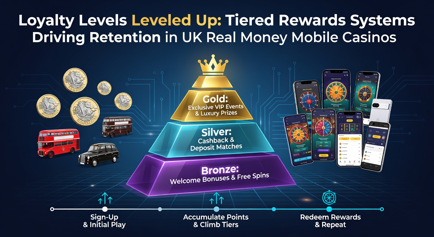 Screenshot of a mobile casino loyalty dashboard displaying tier progress bar, points balance, and upcoming rewards like free bets and cashback