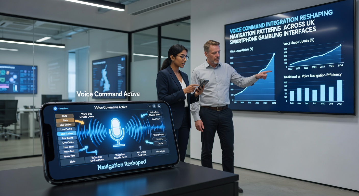 User interacting with voice commands on a UK smartphone gambling platform during a live session