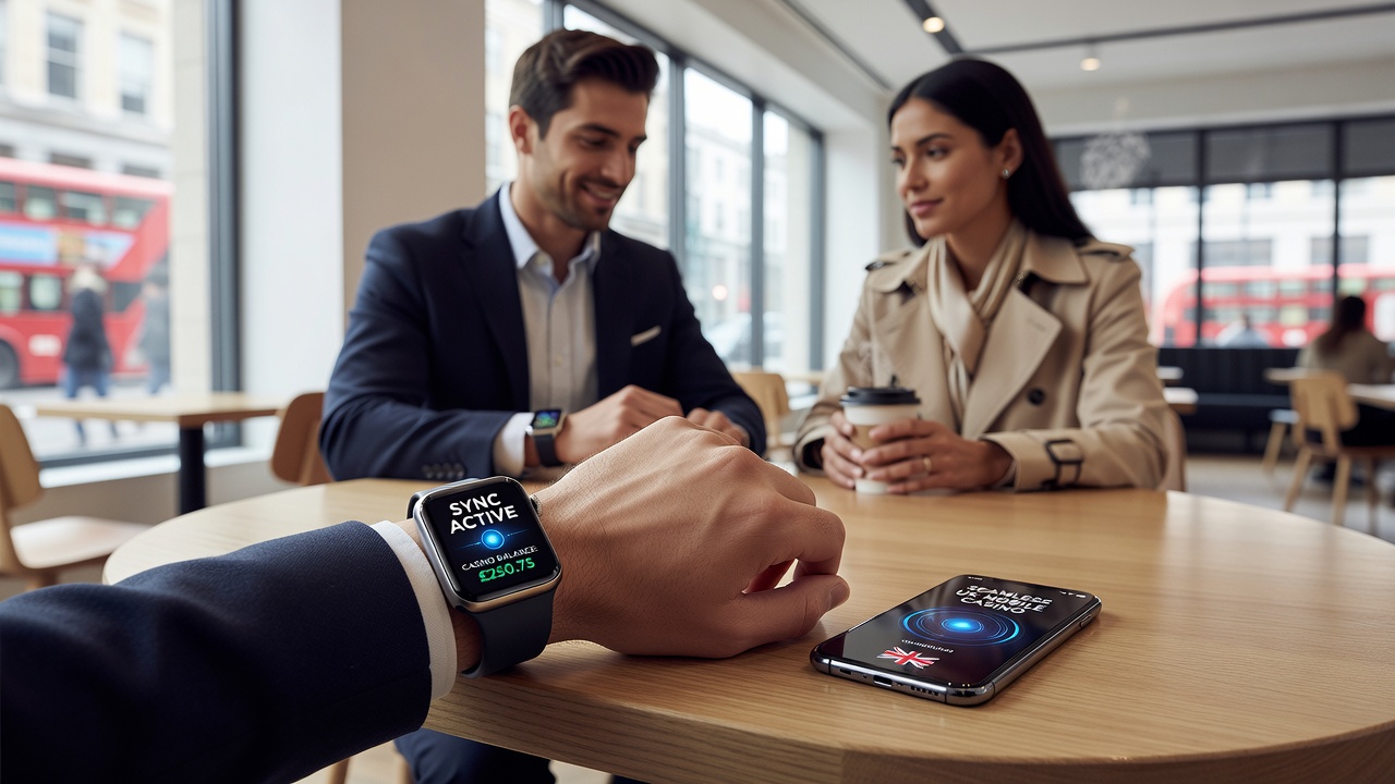 Close-up of smartwatch interface displaying real-time casino session statistics and bet confirmation